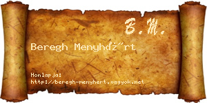 Beregh Menyhért névjegykártya